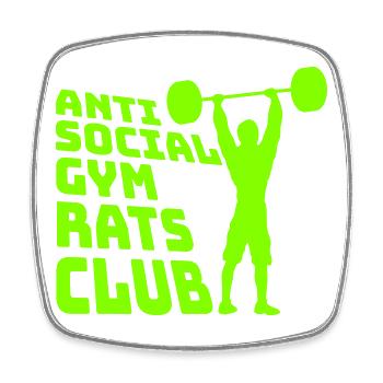 Anti Social Gym Rats Club Funny Fitness Saying - Square fridge magnet - white - Front