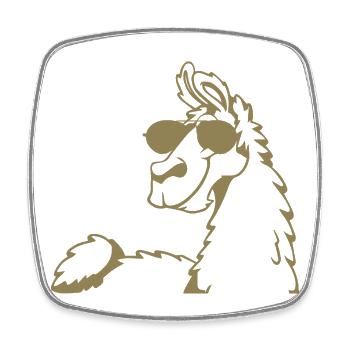 Cooles Lama Alpaka Sonnenbrille Silhouette - Viereckiger Kühlschrankmagnet - Weiß - Vorne