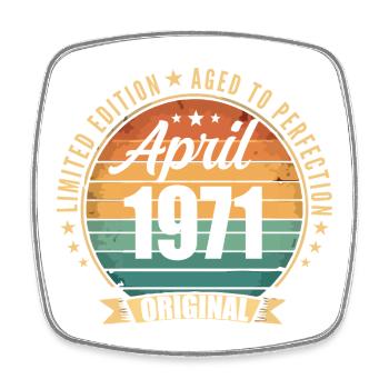 Cadeau d’anniversaire rétro vintage de Avril 1971 - Magnet carré - blanc - Devant