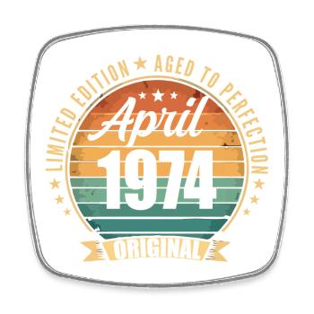 Cadeau d’anniversaire rétro vintage de Avril 1974 - Magnet carré - blanc - Devant