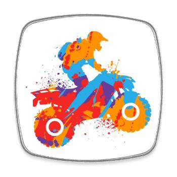 Quad 4 Wheeler Kids Men Boys ATV - Viereckiger Kühlschrankmagnet - Weiß - Vorne