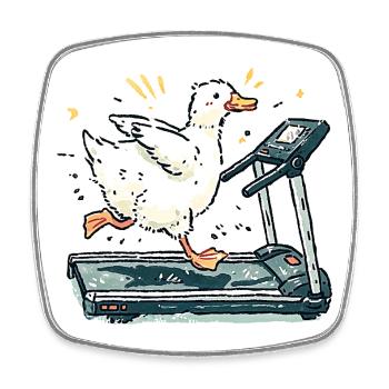 Canard tapis roulant - Magnet carré - blanc - Devant