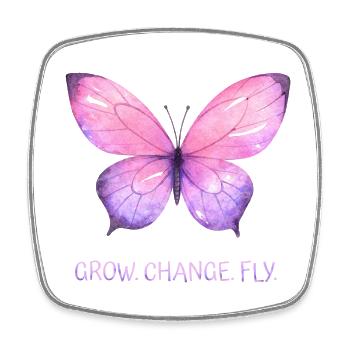 Aquarelle papillon - Magnet carré - blanc - Devant