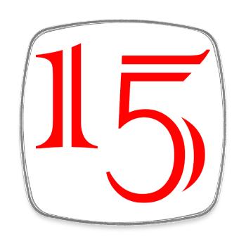 15. 15 ANS. 15e ANNIVERSAIRE. ANNIVERSAIRE 15 ANS. - Magnet carré - blanc - Devant