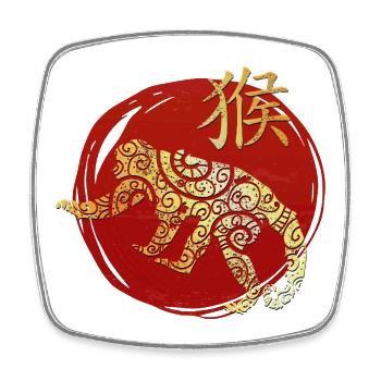 Monkey Chinese Zodiac Horoscope - Square fridge magnet - white - Front