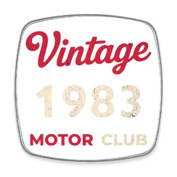 Cadeau vintage 1983 Retro Motor Club Anniversaire - Magnet carré - blanc - Devant