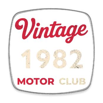 Cadeau vintage de l’année de naissance rétro du Motor Club 1982 - Magnet carré - blanc - Devant