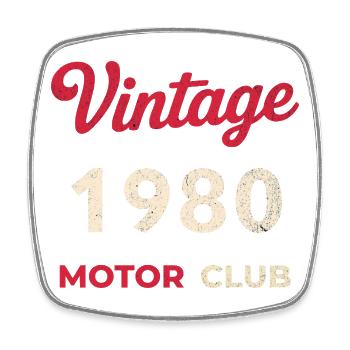 Cadeau vintage de l’année de naissance rétro du Motor Club des années 1980 - Magnet carré - blanc - Devant
