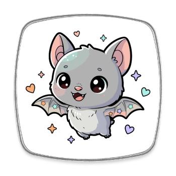 Cuddly bat with pastel stars - Square fridge magnet - white - Front