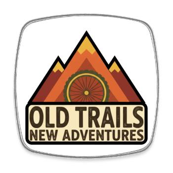 Old Trails New Adventures Mountain Bike - Square fridge magnet - white - Front
