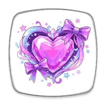 Cœur en cristal violet avec arcs - Magnet carré - blanc - Devant