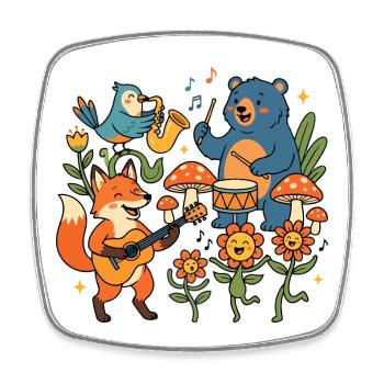 Frühling Fest Sommer Party Tiere im Wald feiern - Viereckiger Kühlschrankmagnet - Weiß - Vorne