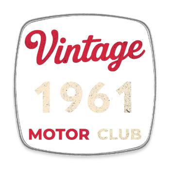 Cadeau vintage de l’année de naissance rétro du Motor Club 1961 - Magnet carré - blanc - Devant