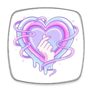 Pastel Heart K Pop Finger Symbol Love - Square fridge magnet - white - Front