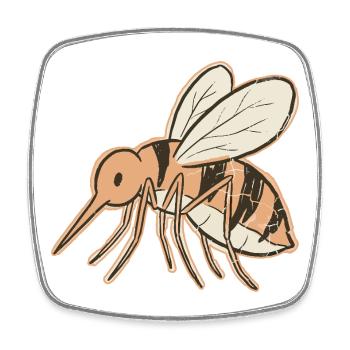 Vintage-Tiger mit Mückenbienen-Cremestreifen - Viereckiger Kühlschrankmagnet - Weiß - Vorne