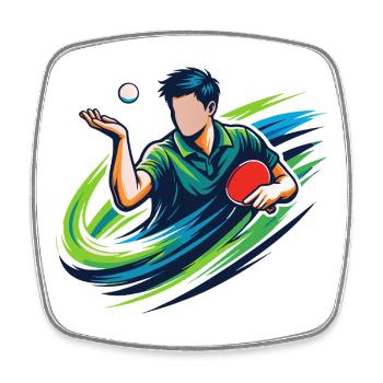 Joueur de ping-pong avec une chemise de service de tennis de table - Magnet carré - blanc - Devant