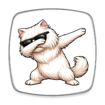Dabbing Persian Cat - Square fridge magnet - white - Front