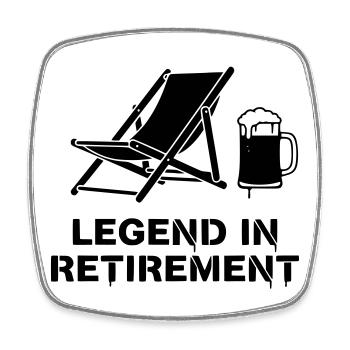 Legend in Retirement Rente Liegestuhl - Viereckiger Kühlschrankmagnet - Weiß - Vorne