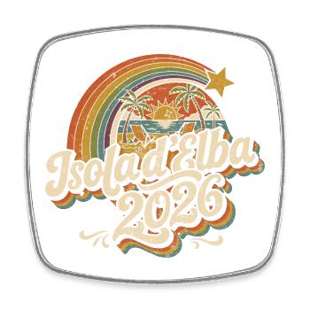 Isola d'Elba 2026 Retro Strand-Logo - Viereckiger Kühlschrankmagnet - Weiß - Vorne