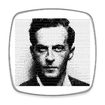 Ludwik Wittgenstein Rasterporträt - Viereckiger Kühlschrankmagnet - Weiß - Vorne