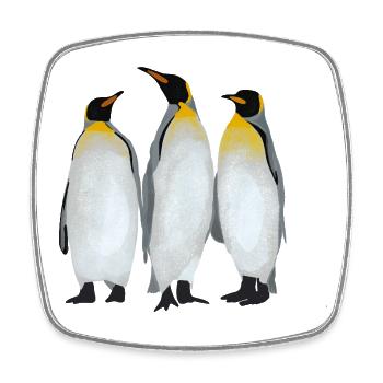 Trois Pingouins - Magnet carré - blanc - Devant