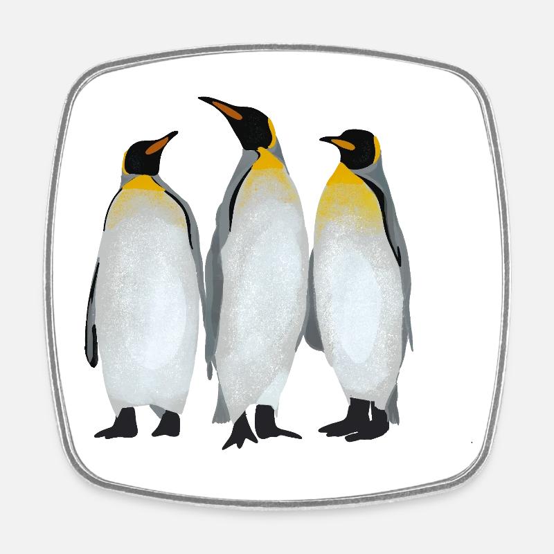 Trois Pingouins - Magnet carré - blanc