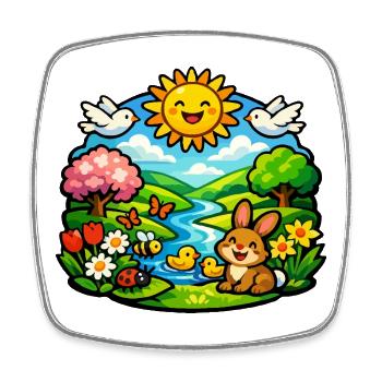 Sunshine Dream Garden - Square fridge magnet - white - Front