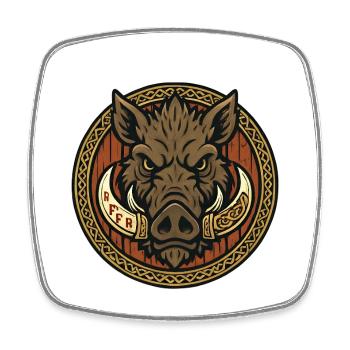 Viking Boar Emblem - Square fridge magnet - white - Front