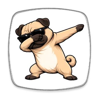 Dabbing Carlin - Magnet carré - blanc - Devant