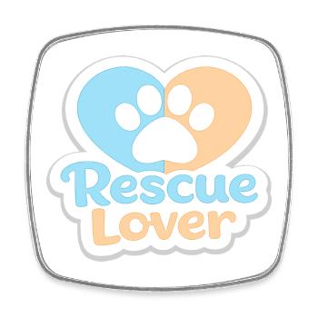 Rescue Lover Pfotenherz - Viereckiger Kühlschrankmagnet - Weiß - Vorne