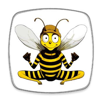 Yoga Bee - Square fridge magnet - white - Front