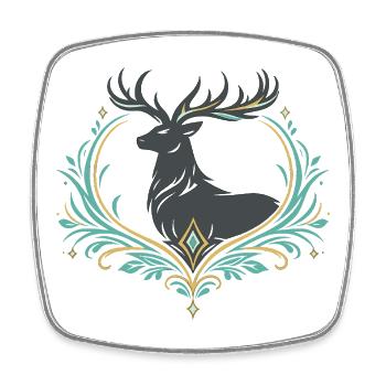 Hirsch im Ornamentherz - Viereckiger Kühlschrankmagnet - Weiß - Vorne