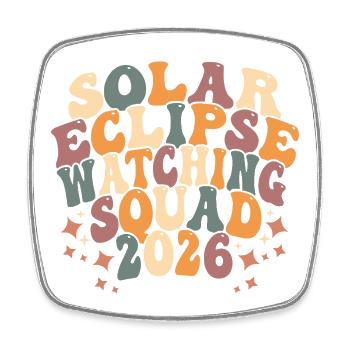 Solar Eclipse Squad 2026 - Viereckiger Kühlschrankmagnet - Weiß - Vorne