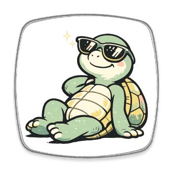 Sonnenschildkröte mit Stil - Viereckiger Kühlschrankmagnet - Weiß - Vorne