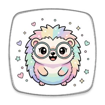 Pastel hedgehog with glasses - Square fridge magnet - white - Front