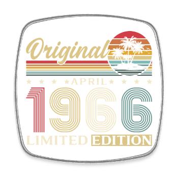 60th Birthday Gift Husband Original April 1966 - Square fridge magnet - white - Front