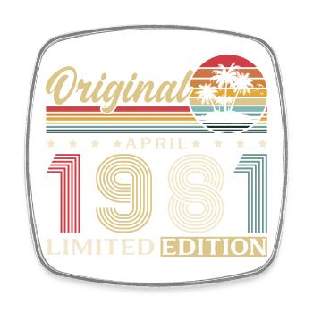 45. Geburtstag Geschenk Mann Original April 1981 - Viereckiger Kühlschrankmagnet - Weiß - Vorne