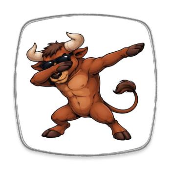 Dabbing Stier - Viereckiger Kühlschrankmagnet - Weiß - Vorne
