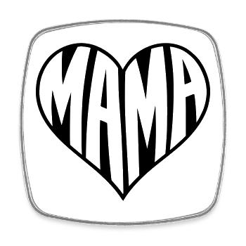 Mom Heart Typography - Square fridge magnet - white - Front
