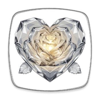 Geometrisch Kristallrose Herz - Viereckiger Kühlschrankmagnet - Weiß - Vorne