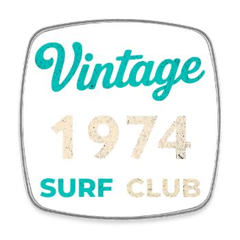 Cadeau vintage de l’année de naissance rétro du Surf Club 1974 - Magnet carré - blanc - Devant