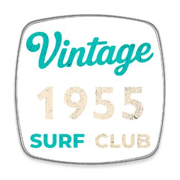 Vintage 1955 Surf Club Retro Geburtsjahr Geschenk - Viereckiger Kühlschrankmagnet - Weiß - Vorne