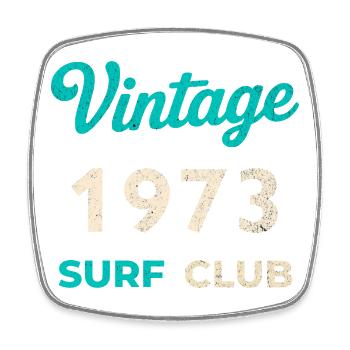 Vintage 1973 Surf Club Retro Geburtsjahr Geschenk - Viereckiger Kühlschrankmagnet - Weiß - Vorne