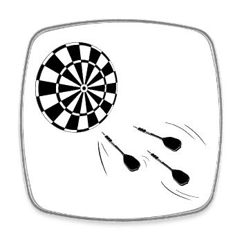Minimalist silhouette of darts player - Square fridge magnet - white - Front