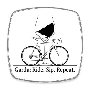 Garda: Ride Sip Repeat Bike & Wine Art - Square fridge magnet - white - Front