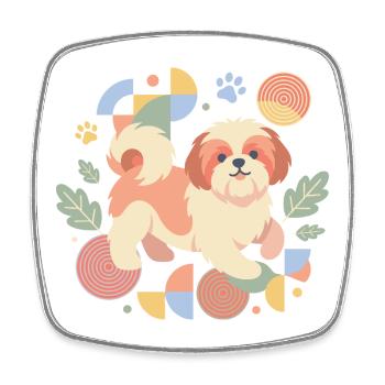 Cute Shih Tzu Owners Colorful Puppy Lover - Square fridge magnet - white - Front