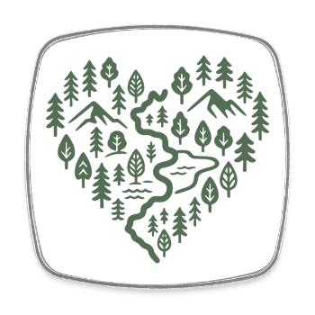 Wandern Herz mit Berg- und Waldlandschaft  - Viereckiger Kühlschrankmagnet - Weiß - Vorne