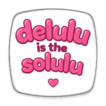 Delulu Pink Bubble Text - Viereckiger Kühlschrankmagnet - Weiß - Vorne