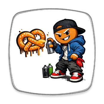 T-shirt Alsace Street Art Pretzel Spray Crew - Viereckiger Kühlschrankmagnet - Weiß - Vorne