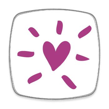 Heart Comic Bourgogne Amour Amour Rayons de mariage - Magnet carré - blanc - Devant